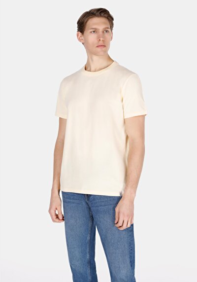 Image de T-shirt À Manches Courtes Jaune Regular Fit Droit Homme