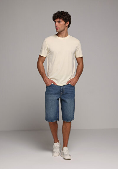 Image de T-shirt À Manches Courtes Jaune Regular Fit Droit Homme