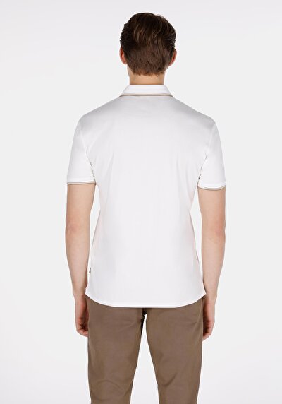 Image de T-shirt Polo À Manches Courtes Blanc Droit Slim Fit Homme