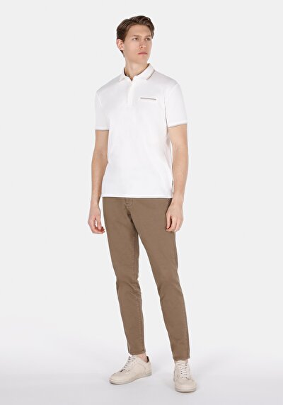 Image de T-shirt Polo À Manches Courtes Blanc Droit Slim Fit Homme