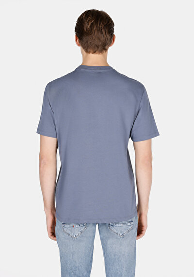 Image de T-shirt À Manches Courtes Bleu Comfort Fit Droit Homme
