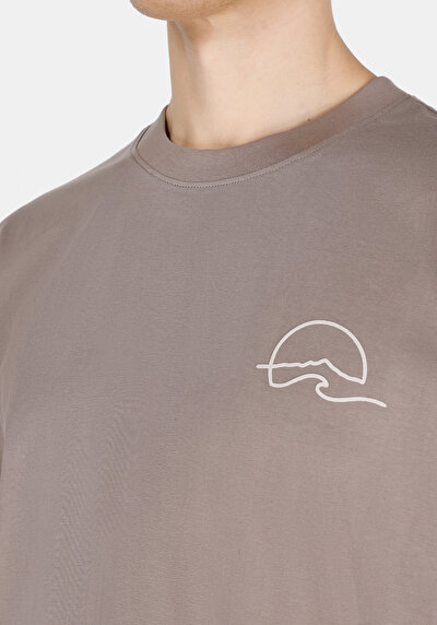 Image de T-shirt À Manches Courtes Marron Comfort Fit Droit Homme