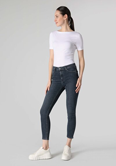 Afficher les détails de 759 Lara Pantalon Bleu Foncé   En  Skinny Fit Femme