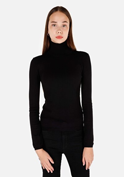 Image de Pull Noir Slim Fit Manches Longues  Femme