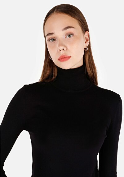 Image de Pull Noir Slim Fit Manches Longues  Femme