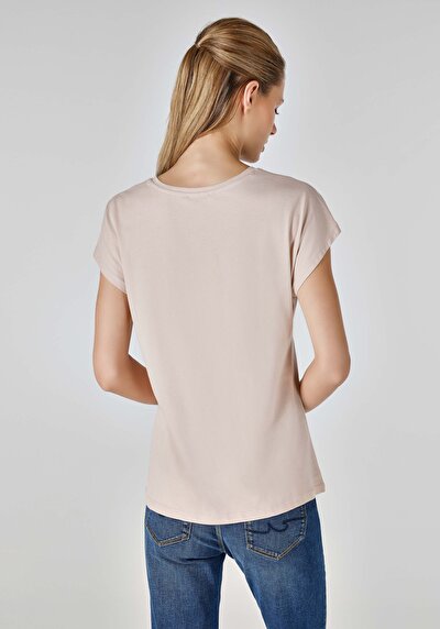 Image de T-shirt À Manches Courtes Beige Regular Fit Femme