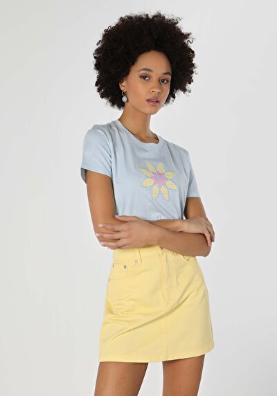 Image de T-shirt À Manches Courtes Bleu Regular Fit Femme