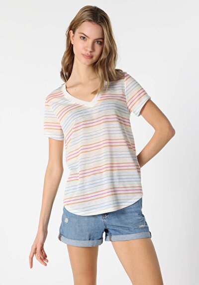 Afficher les détails de T-shirt À Manches Courtes Multicolou Regular Fit  Femme