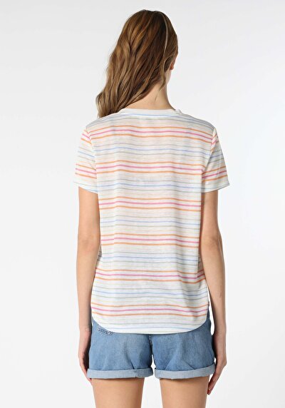 Afficher les détails de T-shirt À Manches Courtes Multicolou Regular Fit  Femme