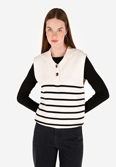 Image de Pull Ecru Regular Fit Sans Manches  Femme