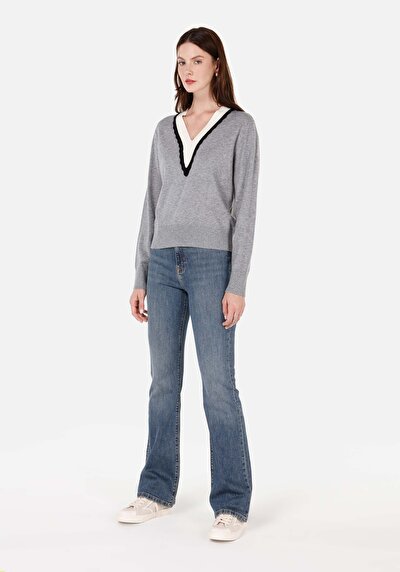 Image de Pull Gris Regular Fit Manches Longues  Femme