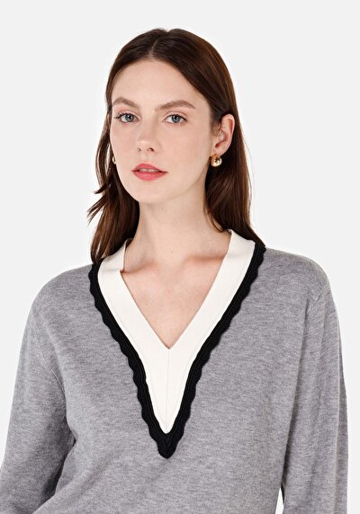 Image de Pull Gris Regular Fit Manches Longues  Femme