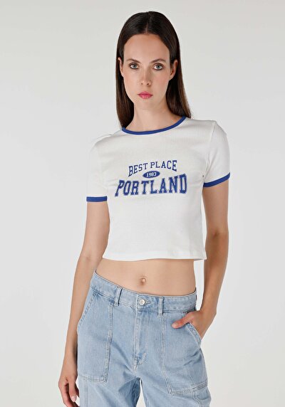 Image de T-shirt À Manches Courtes Blanc Slim Fit Femme