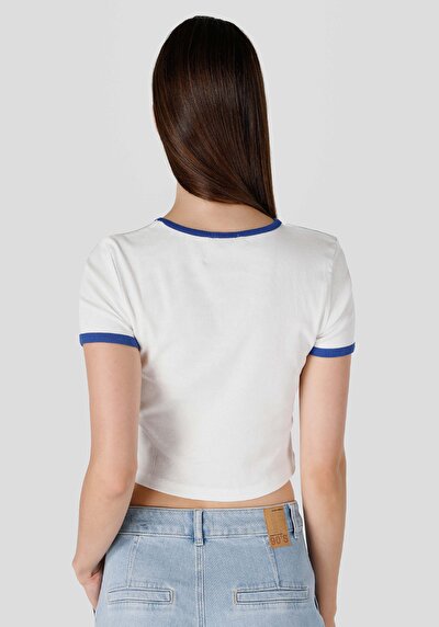 Image de T-shirt À Manches Courtes Blanc Slim Fit Femme