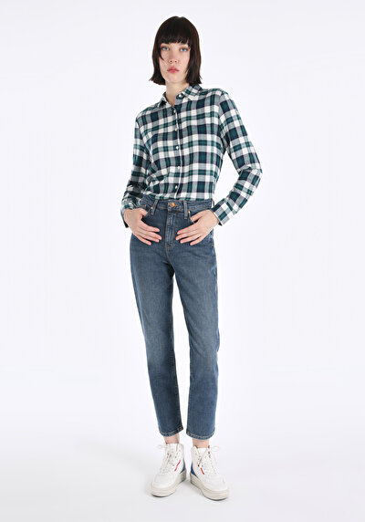 Image de 891 Maya Pantalon Bleu Tapered Leg En Slim Fit Femme