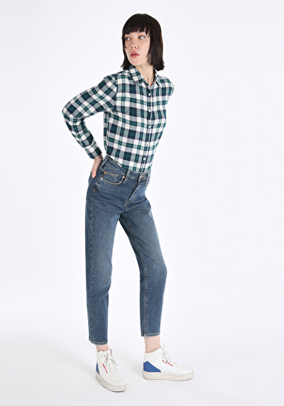 Image de 891 Maya Pantalon Bleu Tapered Leg  En  Slim Fit Femme