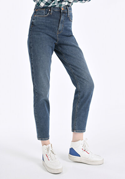 Image de 891 Maya Pantalon Bleu Tapered Leg En Slim Fit Femme