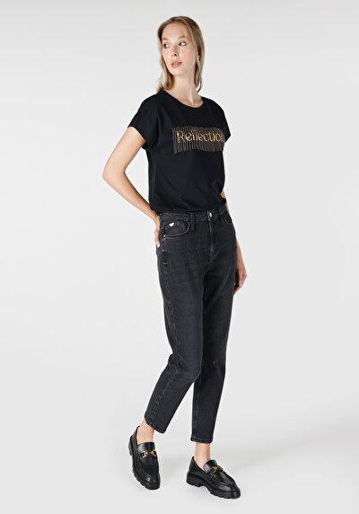 Image de 896 Maria Pantalon Bleu En Mom Fit Femme