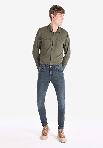 Image de 041 Danny Pantalon Bleu Foncé Slim Leg Low Rise En Slim Fit Homme