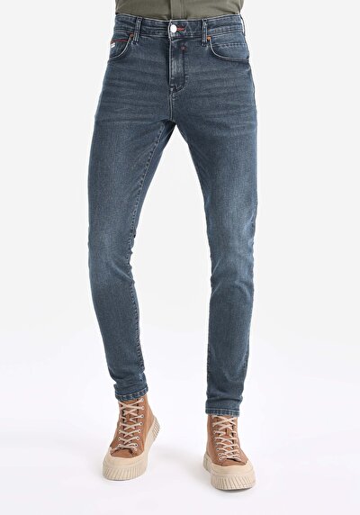Image de 041 Danny Pantalon Bleu Foncé Slim Leg Low Rise En Slim Fit Homme