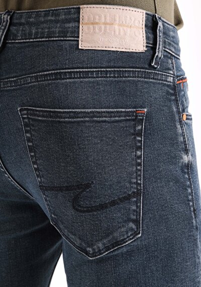 Image de 041 Danny Pantalon Bleu Foncé Slim Leg Low Rise En  Slim Fit Homme