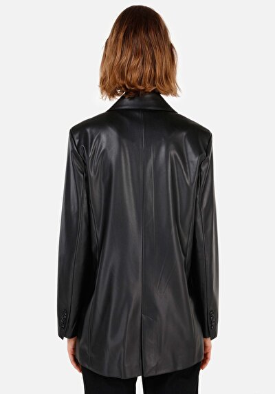 Afficher les détails de Veste Pu Noir Manches Longues  Regular Fit Femme