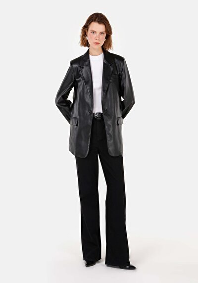 Image de Veste Pu Noir Manches Longues Regular Fit Femme