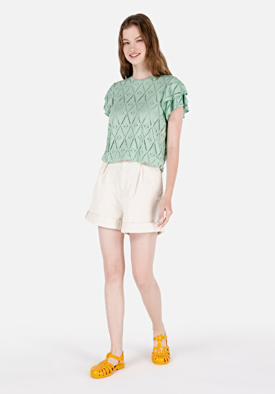 Image de T-shirt À Manches Courtes Vert Regular Fit Droit Femme
