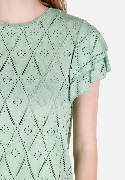 Image de T-shirt À Manches Courtes Vert Regular Fit Droit Femme