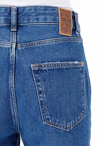 Afficher les détails de 884 Lauren Pantalon Bleu   En  Straight Fit Femme