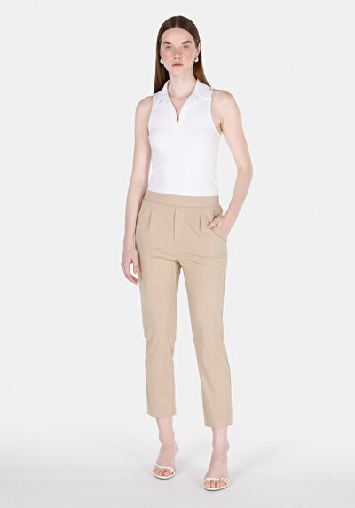 Image de Pantalon Vizon Straight Leg High Rise En Sergé Regular Fit Femme