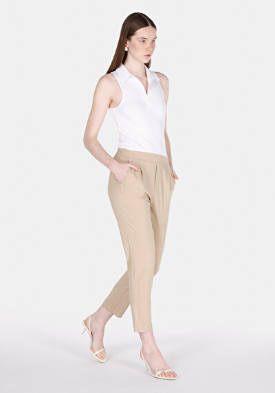 Image de Pantalon Vizon Straight Leg High Rise En Sergé Regular Fit Femme