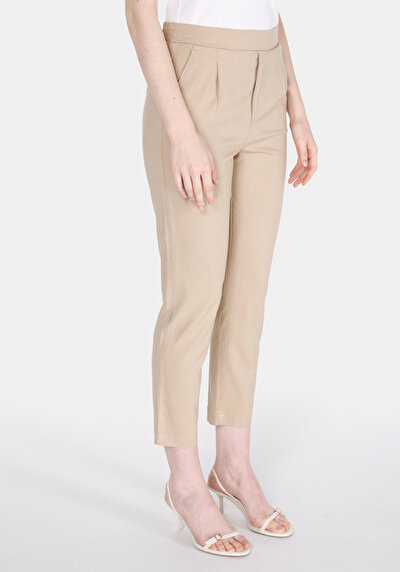 Image de Pantalon Vizon Straight Leg High Rise En Sergé Regular Fit Femme