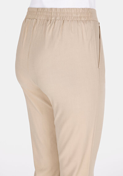 Afficher les détails de Pantalon Vizon Straight Leg High Rise En Sergé Regular Fit Femme