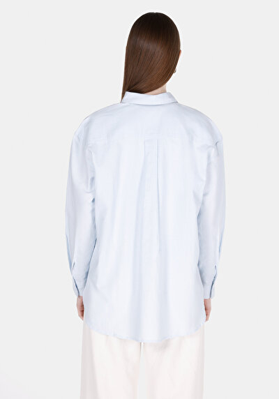 Image de Chemise À Manches Longues Bleu Relaxed Fit Droit Uni Femme