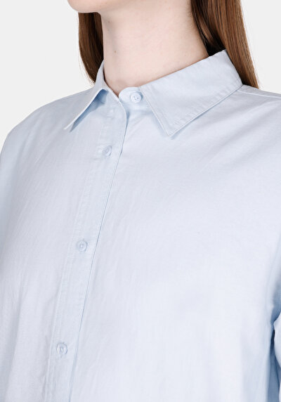 Afficher les détails de Chemise À Manches Longues Bleu Relaxed Fit Droit Uni Femme