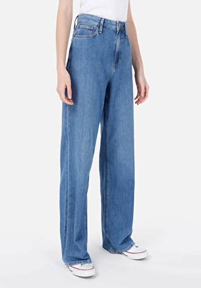 Image de 970 Berry Pantalon Wide Leg High Rise En Regular Fit Femme
