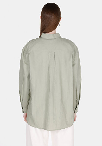Image de Chemise À Manches Longues Vert Relaxed Fit Droit Uni Femme