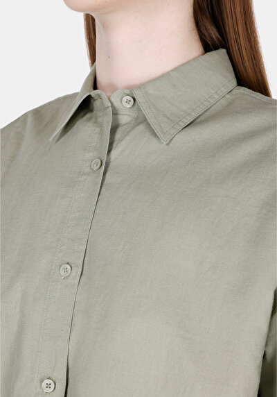 Image de Chemise À Manches Longues Vert Relaxed Fit Droit Uni Femme
