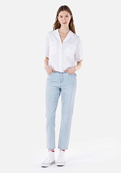 Image de 896 Maria Pantalon Tapered Leg High Rise En Mom Fit Femme