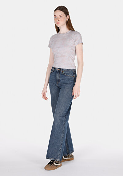 Image de T-shirt À Manches Courtes Rose Slim Fit Imprimé Femme