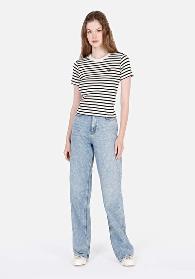 Image de 970 Berry Pantalon Bleu En Regular Fit Femme