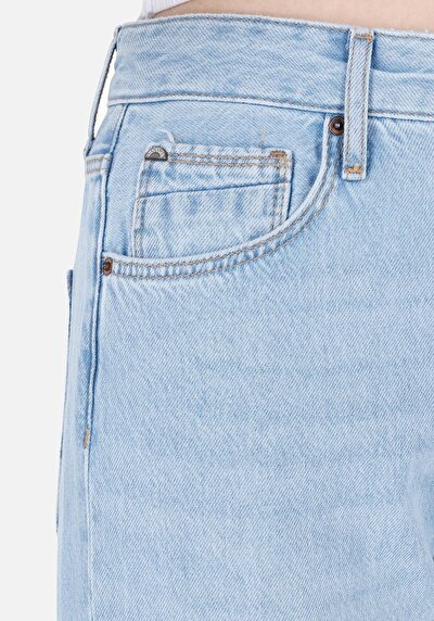 Image de 970 Berry Pantalon Bleu Wide Leg High Rise En Jean Regular Fit Femme