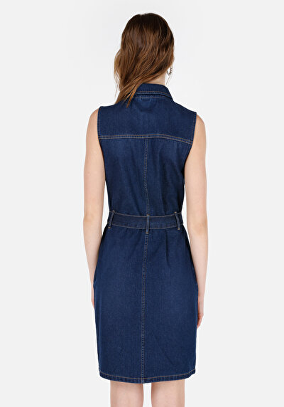 Image de Robe Bleu Slim Fit Sans Manches Femme