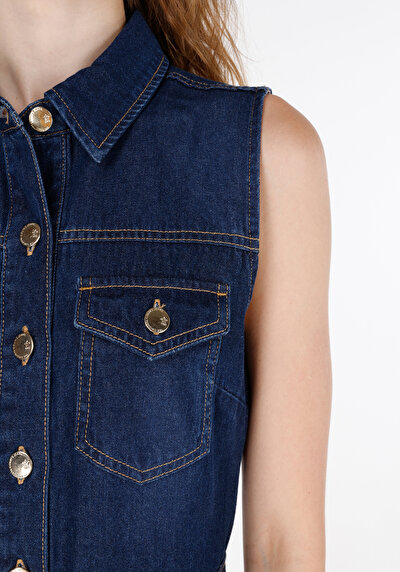 Afficher les détails de Robe Bleu Slim Fit Sans Manches   Femme