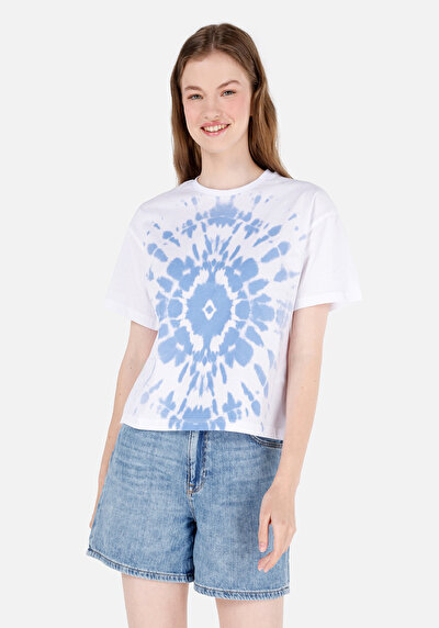 Image de T-shirt À Manches Courtes Blanc Regular Fit Imprimé Femme