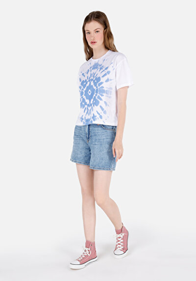 Image de T-shirt À Manches Courtes Blanc Regular Fit Imprimé Femme