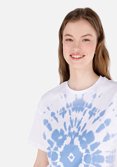 Image de T-shirt À Manches Courtes Blanc Regular Fit Imprimé Femme