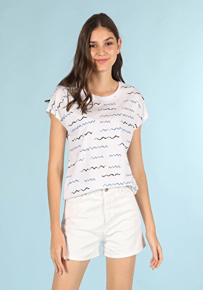 Image de T-shirt À Manches Courtes Blanc Regular Fit  Femme