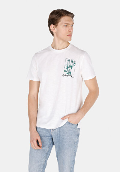 Image de T-shirt À Manches Courtes Blanc Regular Fit Droit Homme